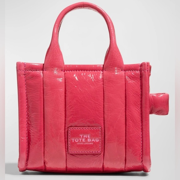Marc Jacobs Handbags - NEW MARC JACOBS The SHINY Mini CRINKLE Leather Crossbody The Tote Bag Magenta